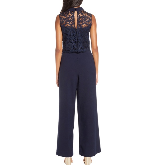 Julia Jordan navy blue formal top lace jumpsuit 8 - Picture 2 of 10